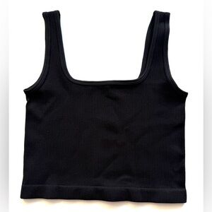 Ribbed Cropped Tank Top Black Size S